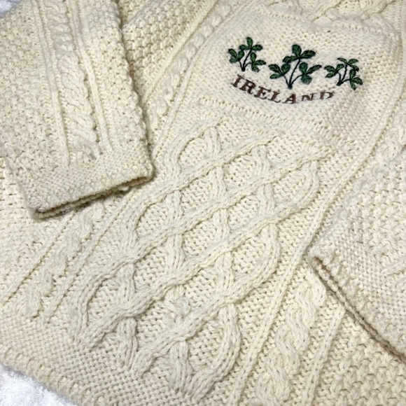 Vtg Western Island Sweater Company Ireland Ivory Wool Sweater Child Age 6/7 Yrs - Picture 11 of 16